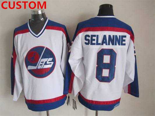 Mens Winnipeg Jets Custom 1979-80 White CCM Vintage Throwback Jersey->customized nhl jersey->Custom Jersey